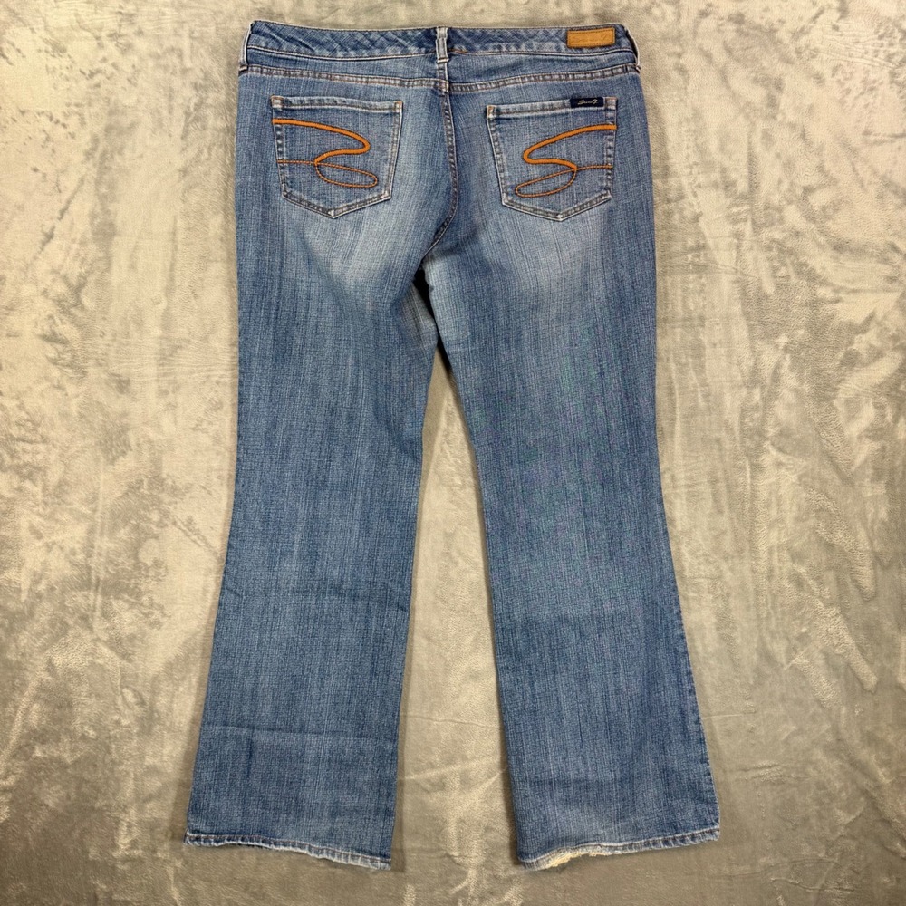 Seven7‎ Flare Jeans Womens Size 32 Blue Med Wash Denim Pants - Picture 2 of 7